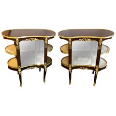 Pair of Louis XV Style Crotch Mahogany Vitrine Form End Tables or Night Tables