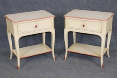 Pair of Louis XV Style Distressed Paint Decorated Nightstands by Bodart