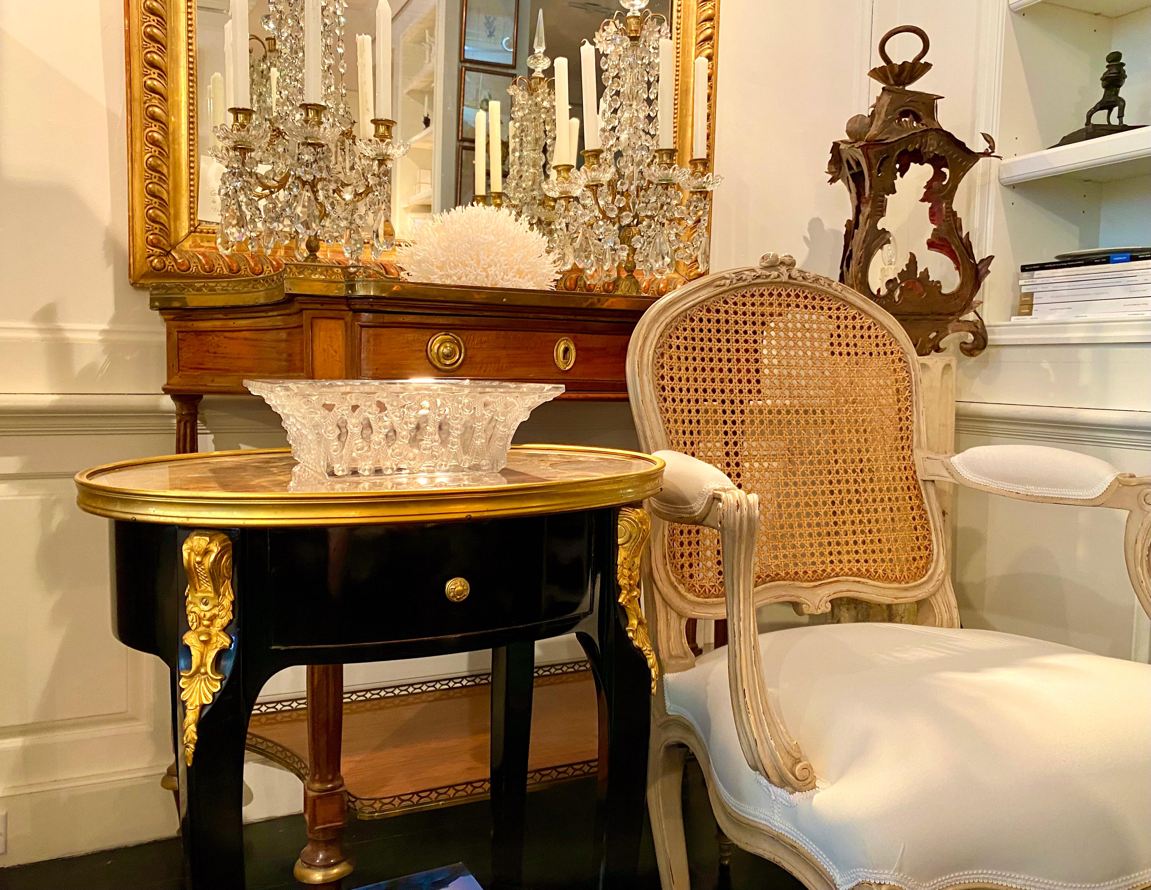 Pair of Louis XV Style Ebonized Side Tables with Marble Tops and Ormulu Mounts For Sale 8