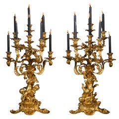 Pair of Louis XV Style Eight-Light Candelabra, Attributed to Victor Paillard