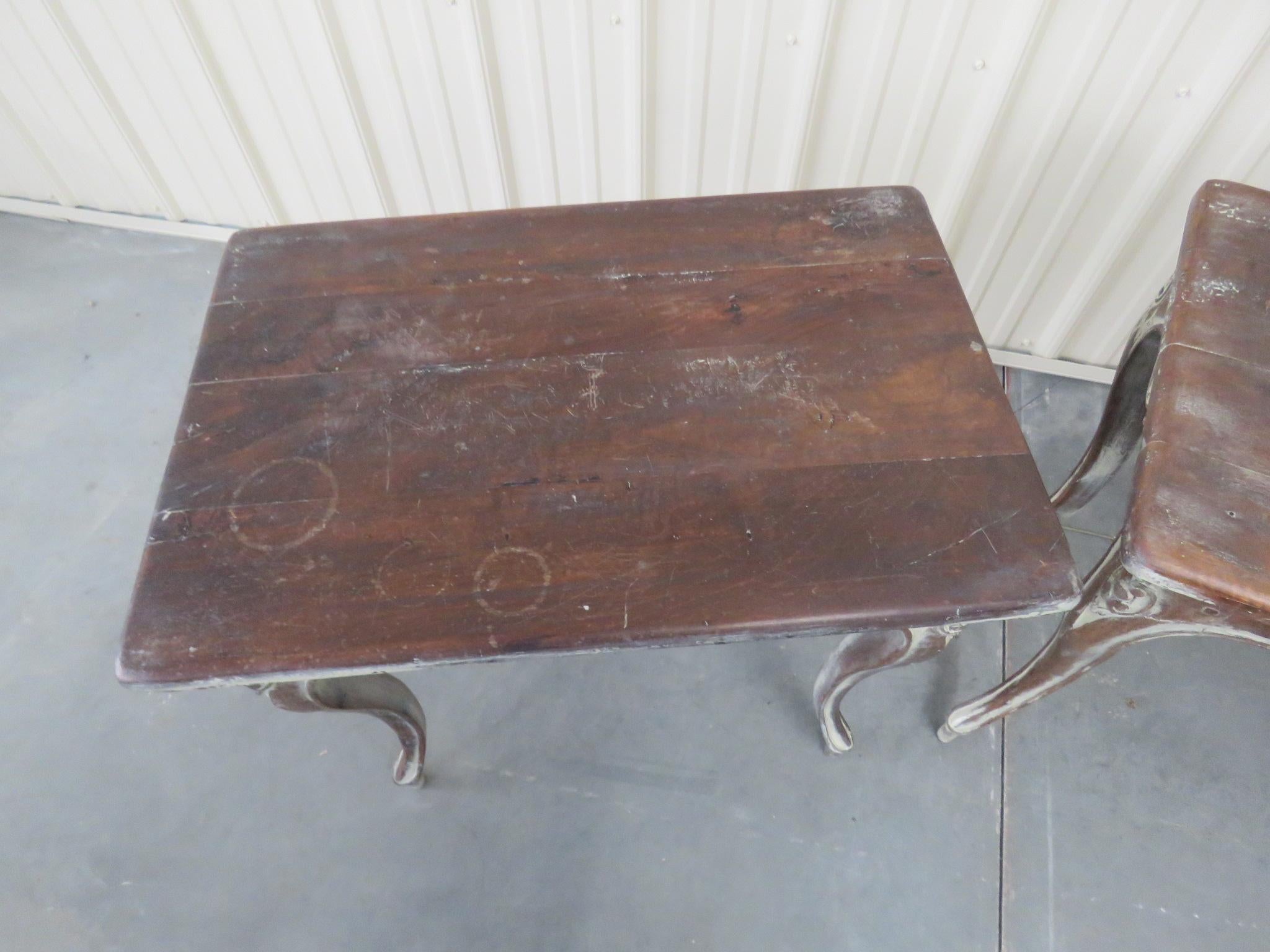 Pair of Distress Painted French Louis XV Style End  Occassional Tables 1