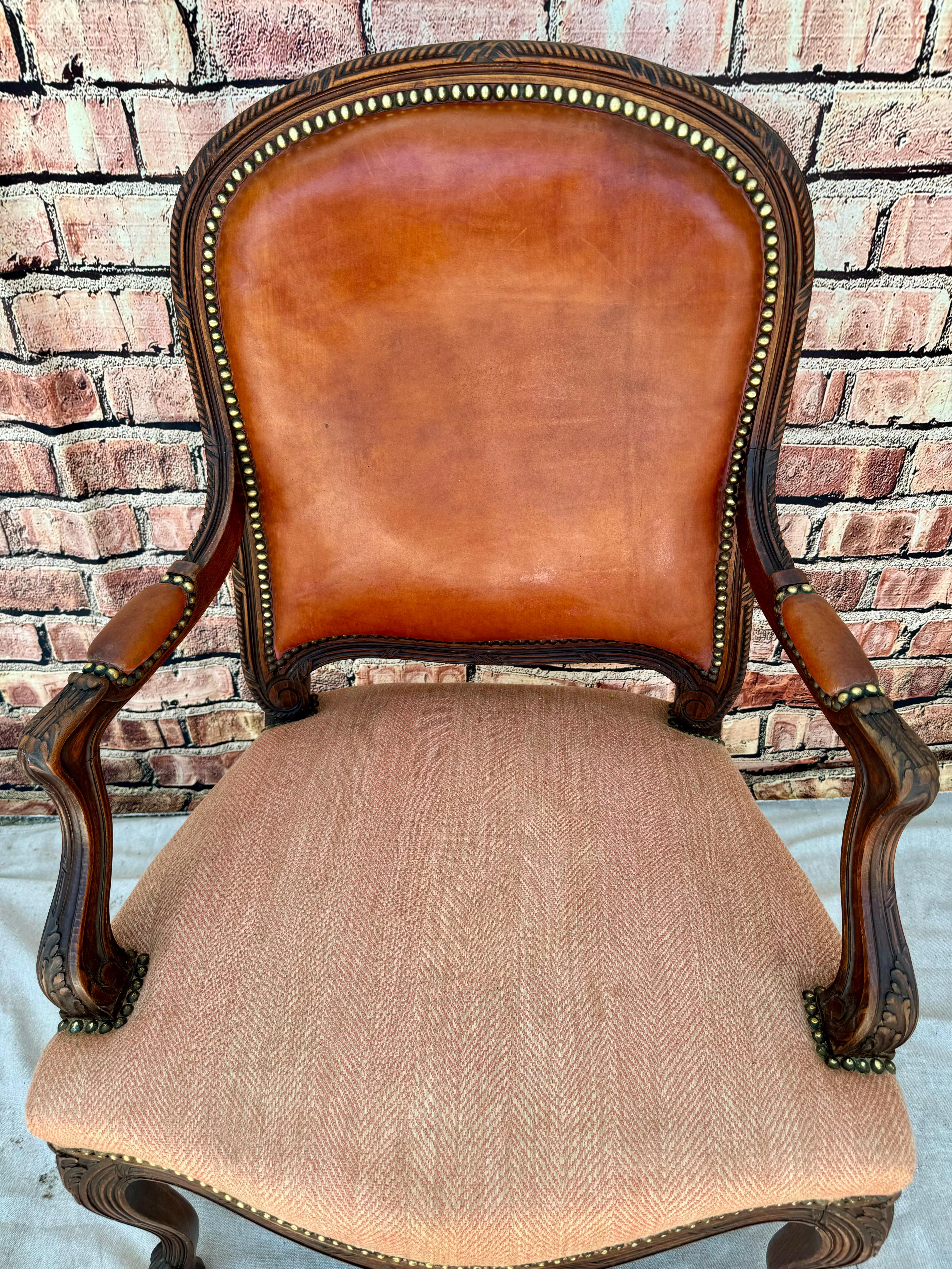Pair Of Louis XV Style Fauteuil Arm Chairs For Sale 4