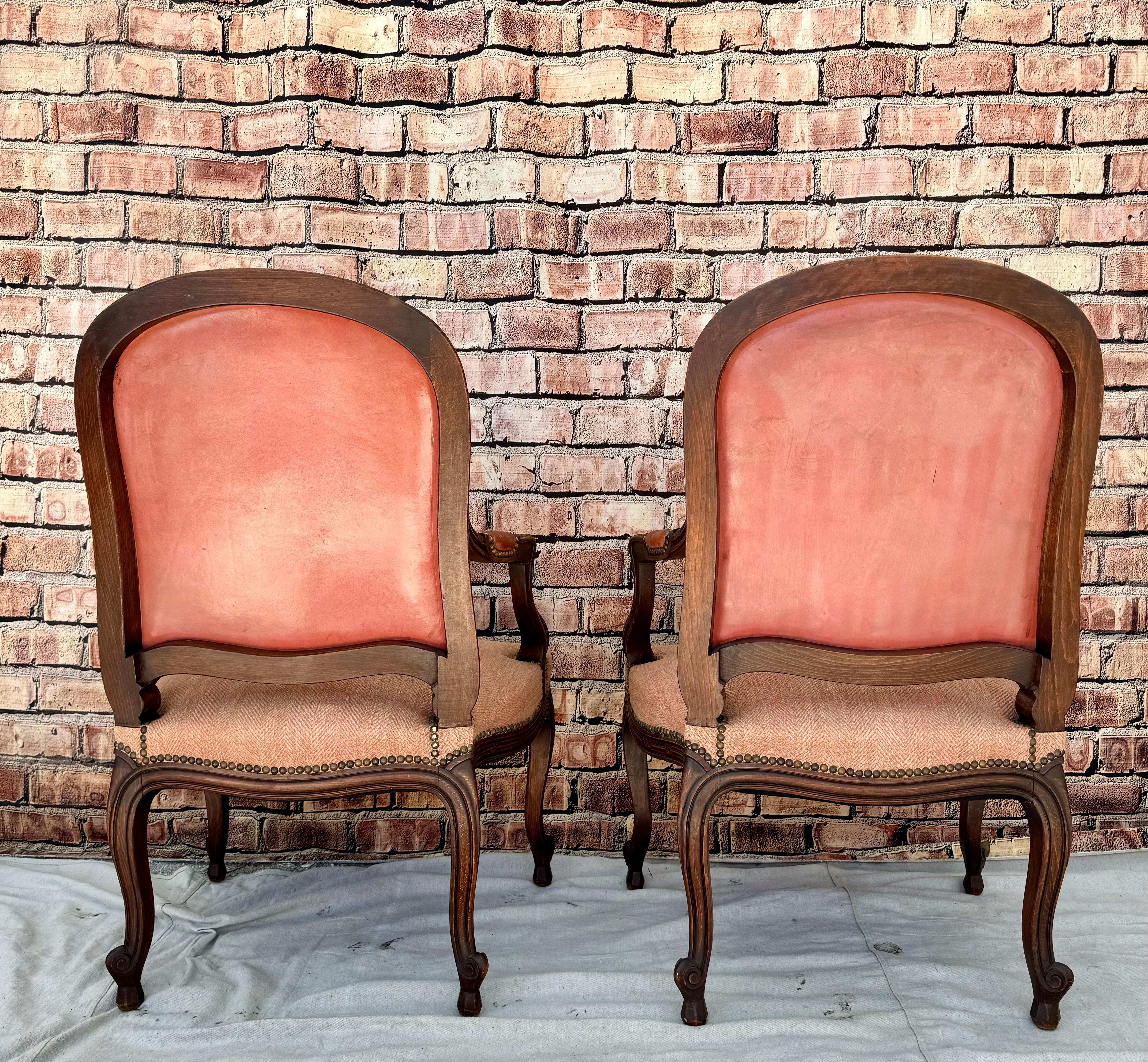 Pair Of Louis XV Style Fauteuil Arm Chairs For Sale 8
