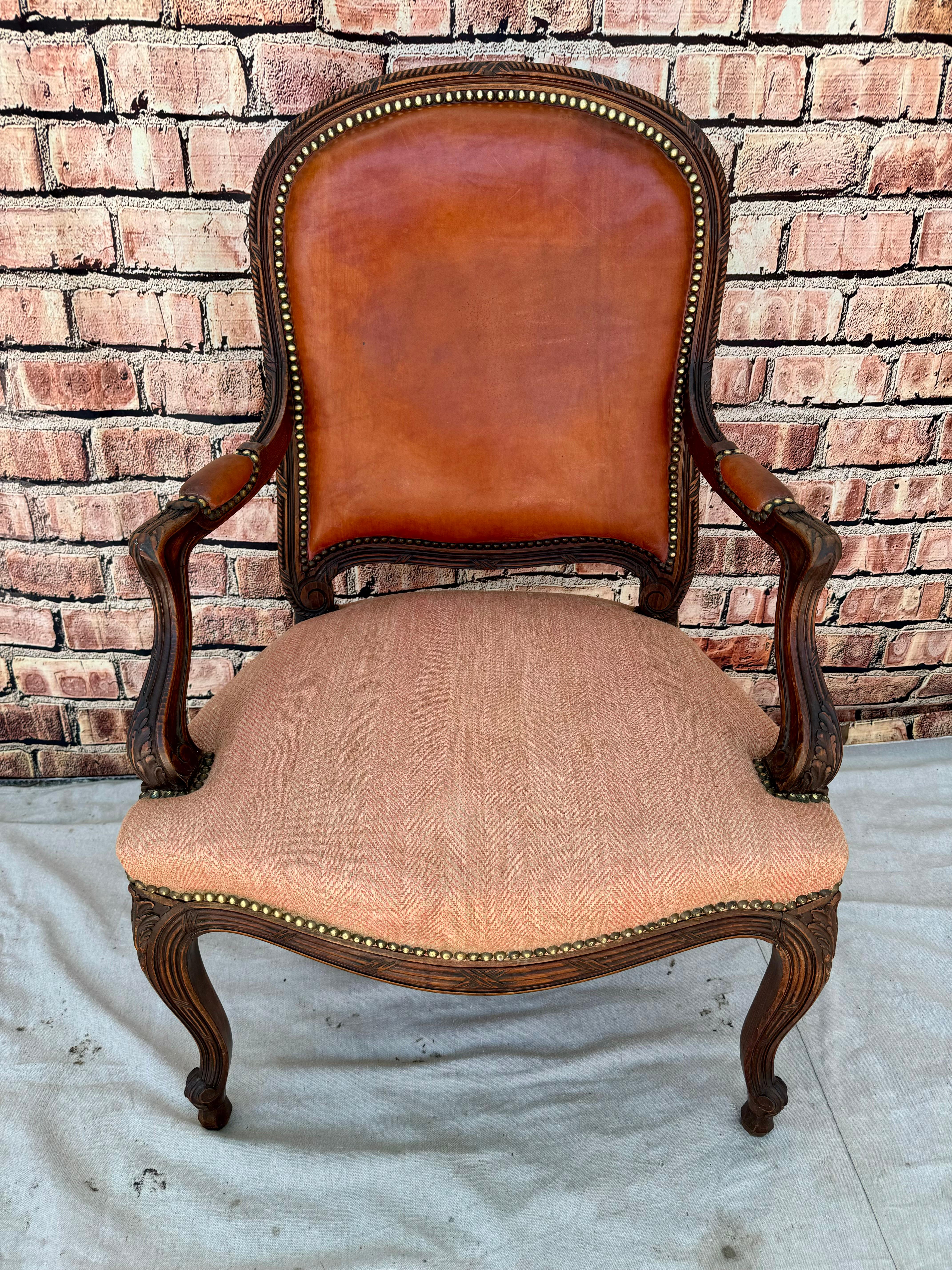 Pair Of Louis XV Style Fauteuil Arm Chairs For Sale 9