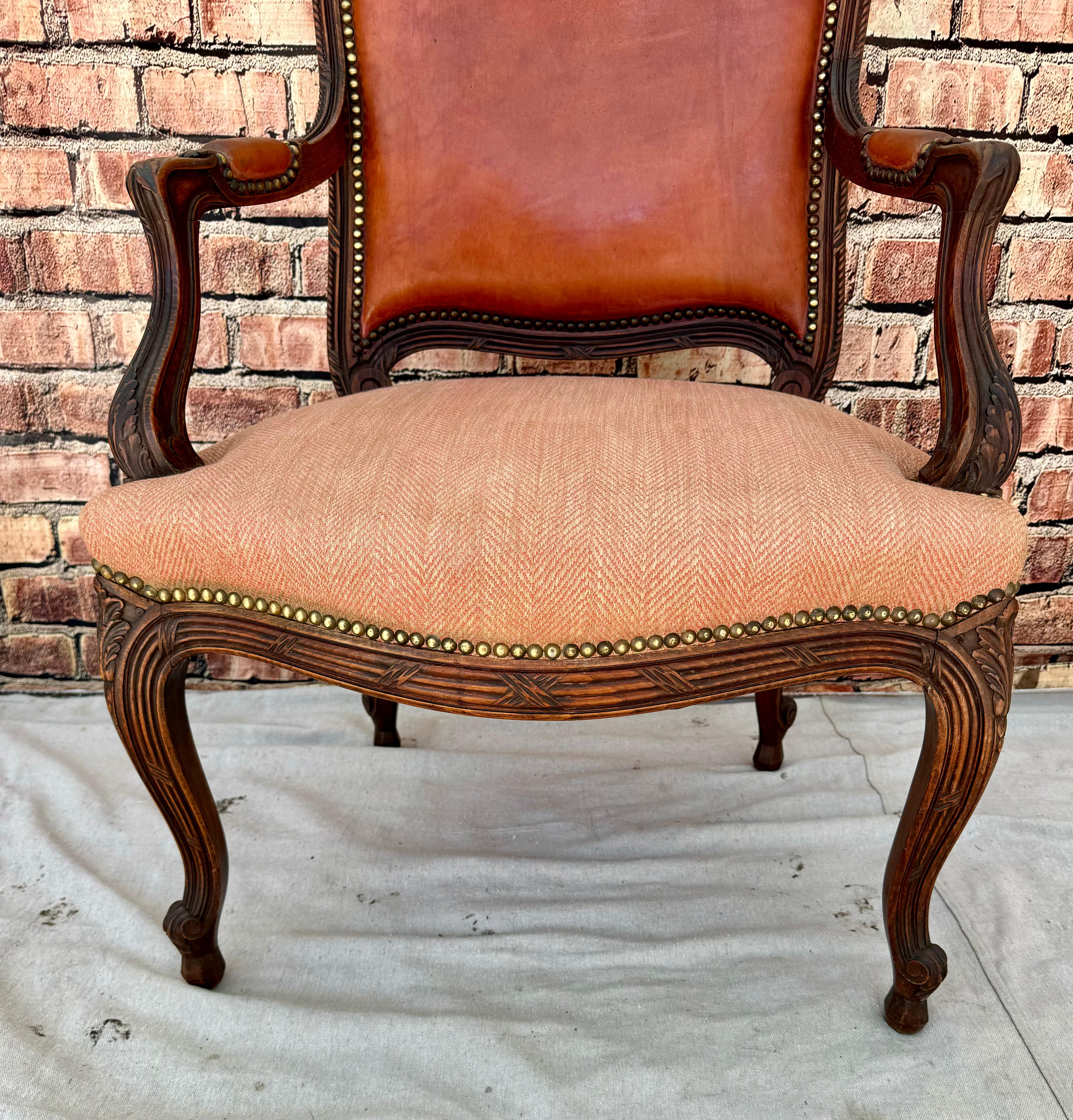 Pair Of Louis XV Style Fauteuil Arm Chairs For Sale 10