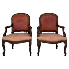 Pair Of Louis XV Style Fauteuil Arm Chairs