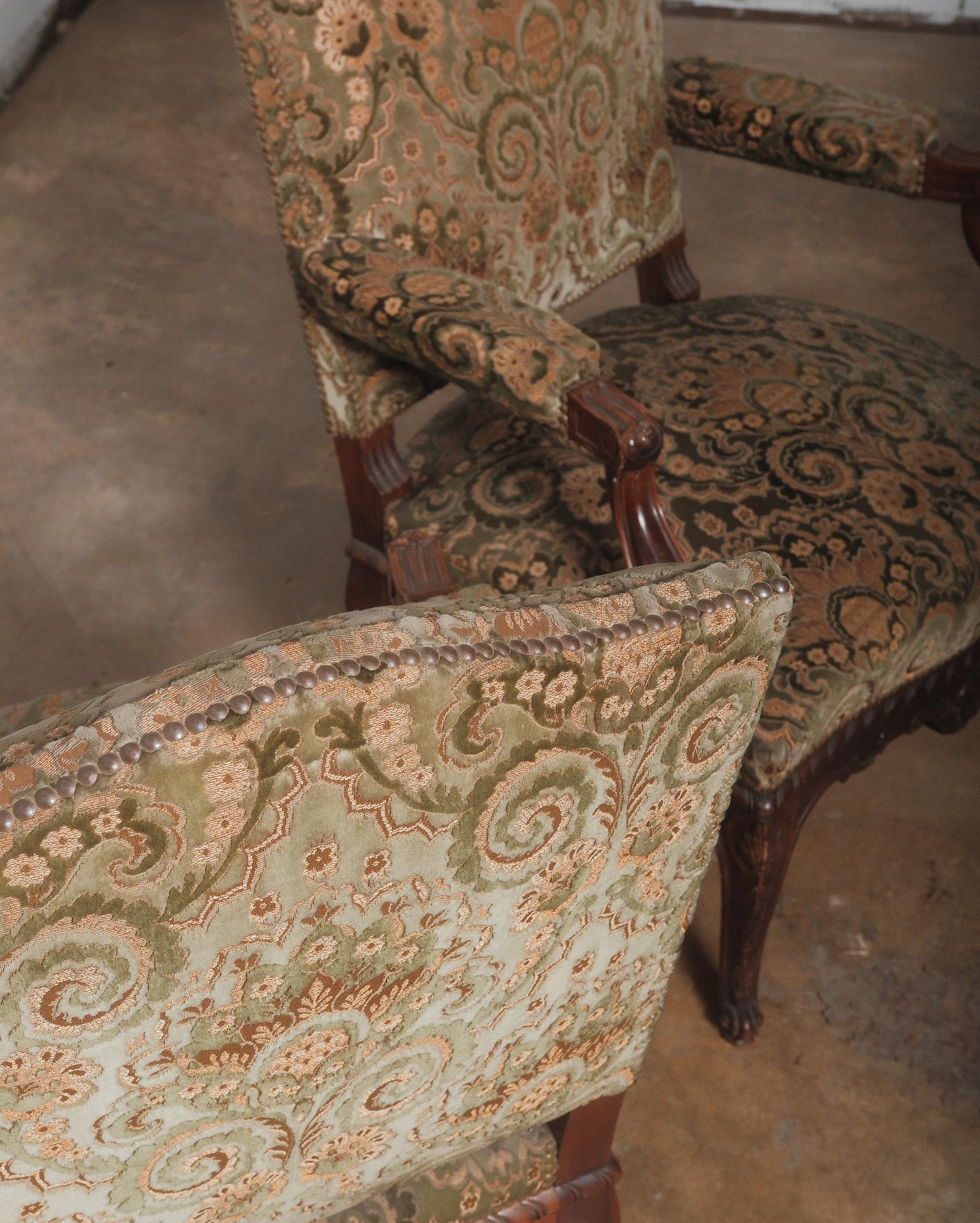 XIX secolo Coppia di poltrone Fauteuil in stile Luigi XV - Fine Ottocento - Inizio Novecento in vendita