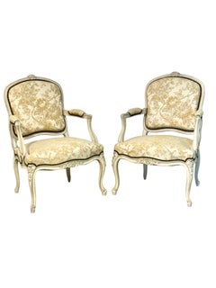 Coppia di  Poltrone "Fauteuils à la Reine" in stile Luigi XV, XIX secolo