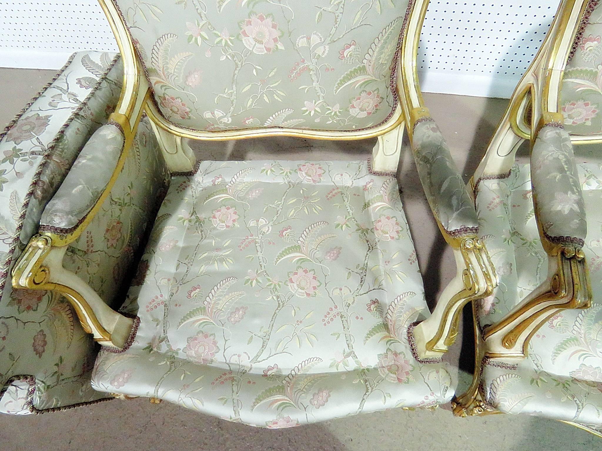 Upholstery Pair of Louis XV Style Fauteuils