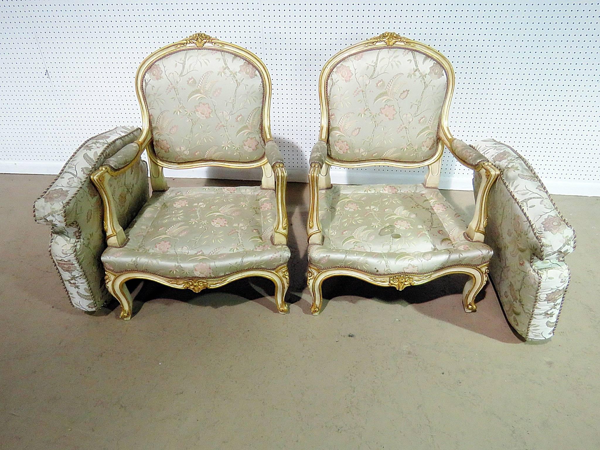 Pair of Louis XV Style Fauteuils 1
