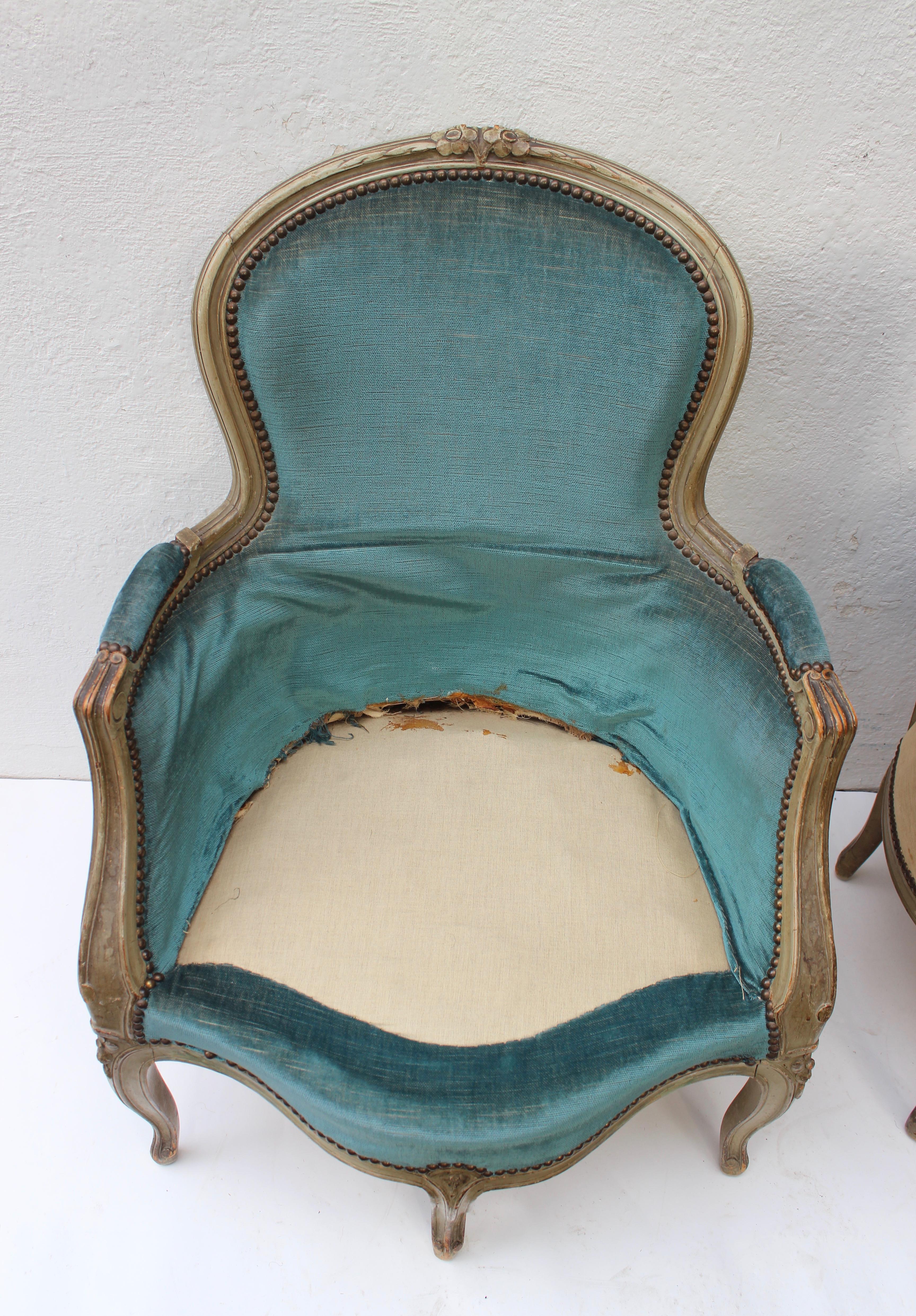 Pair of Louis XV Style Five-Legged Chairs In Good Condition In East Hampton, NY