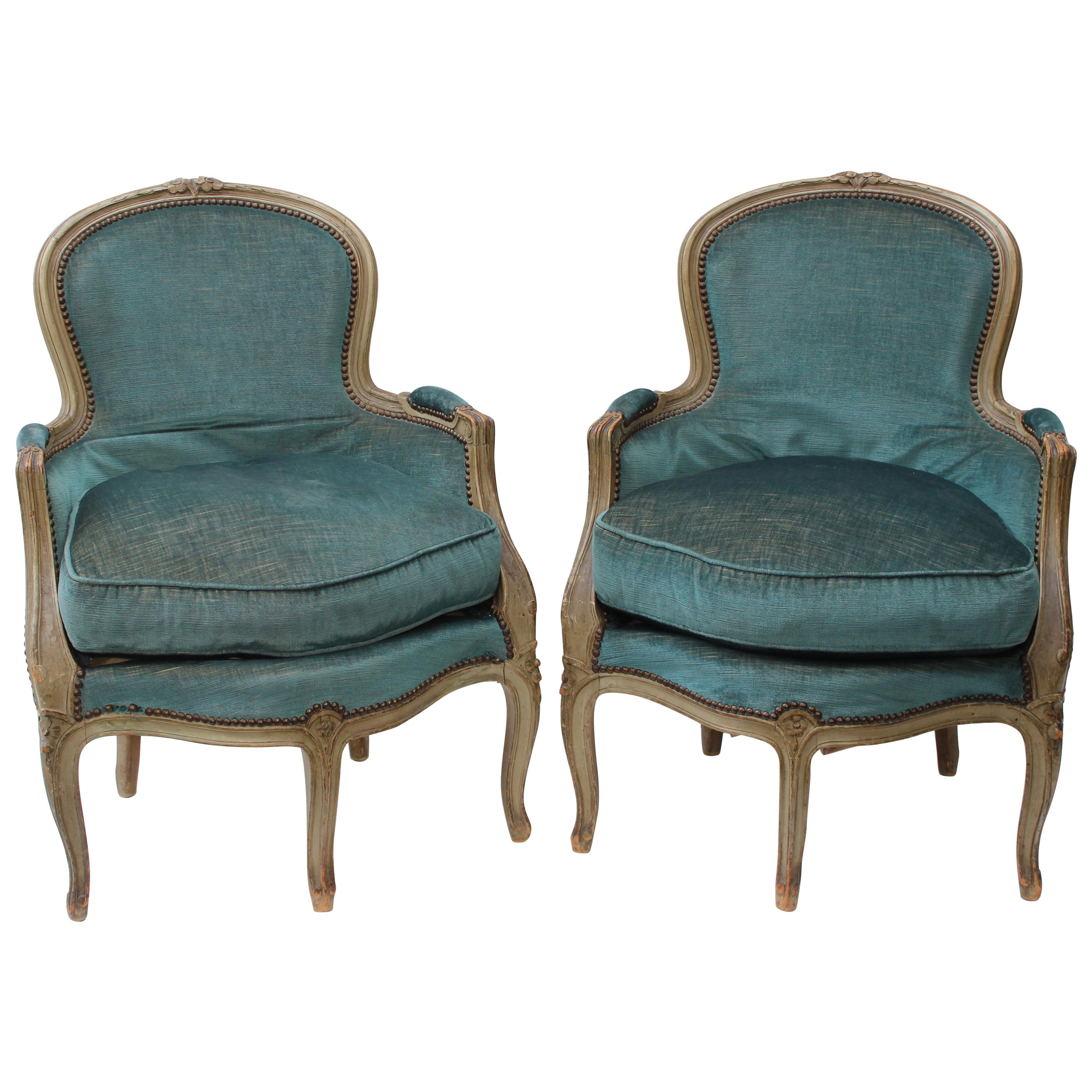 Pair of Louis XV Style Five-Legged Chairs