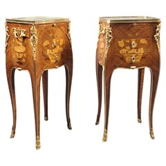 Pair Of Louis XV Style Floral Marquetry And Gilt Bronze Side Tables