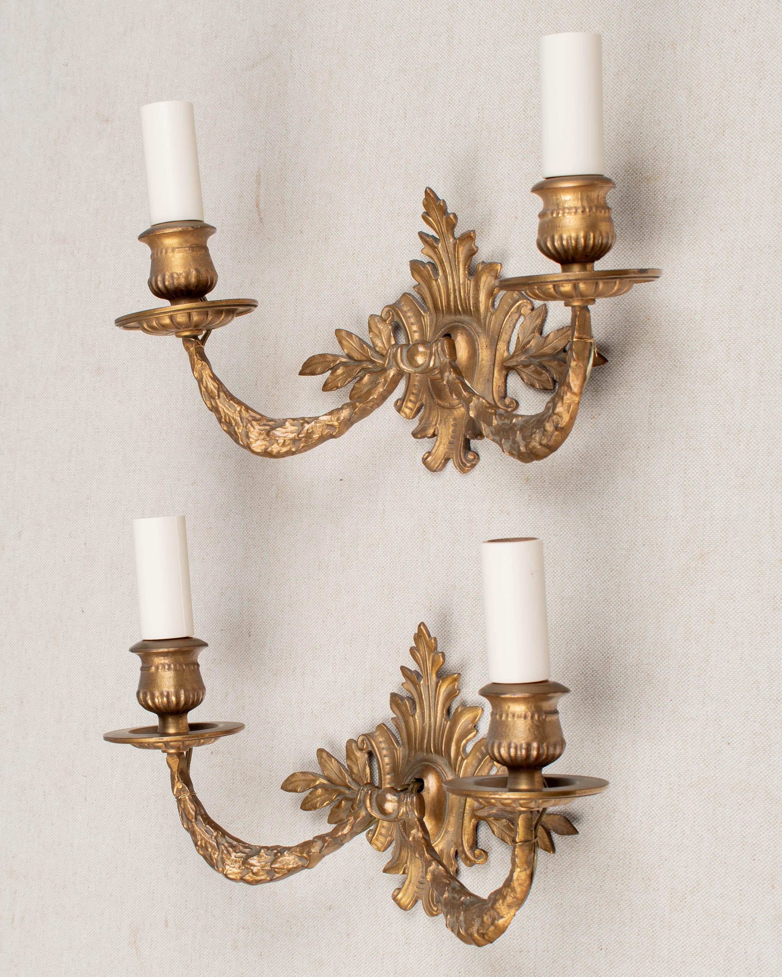 Pair of Louis XV Style French Bronze Sconces In Good Condition For Sale In Winter Park, FL