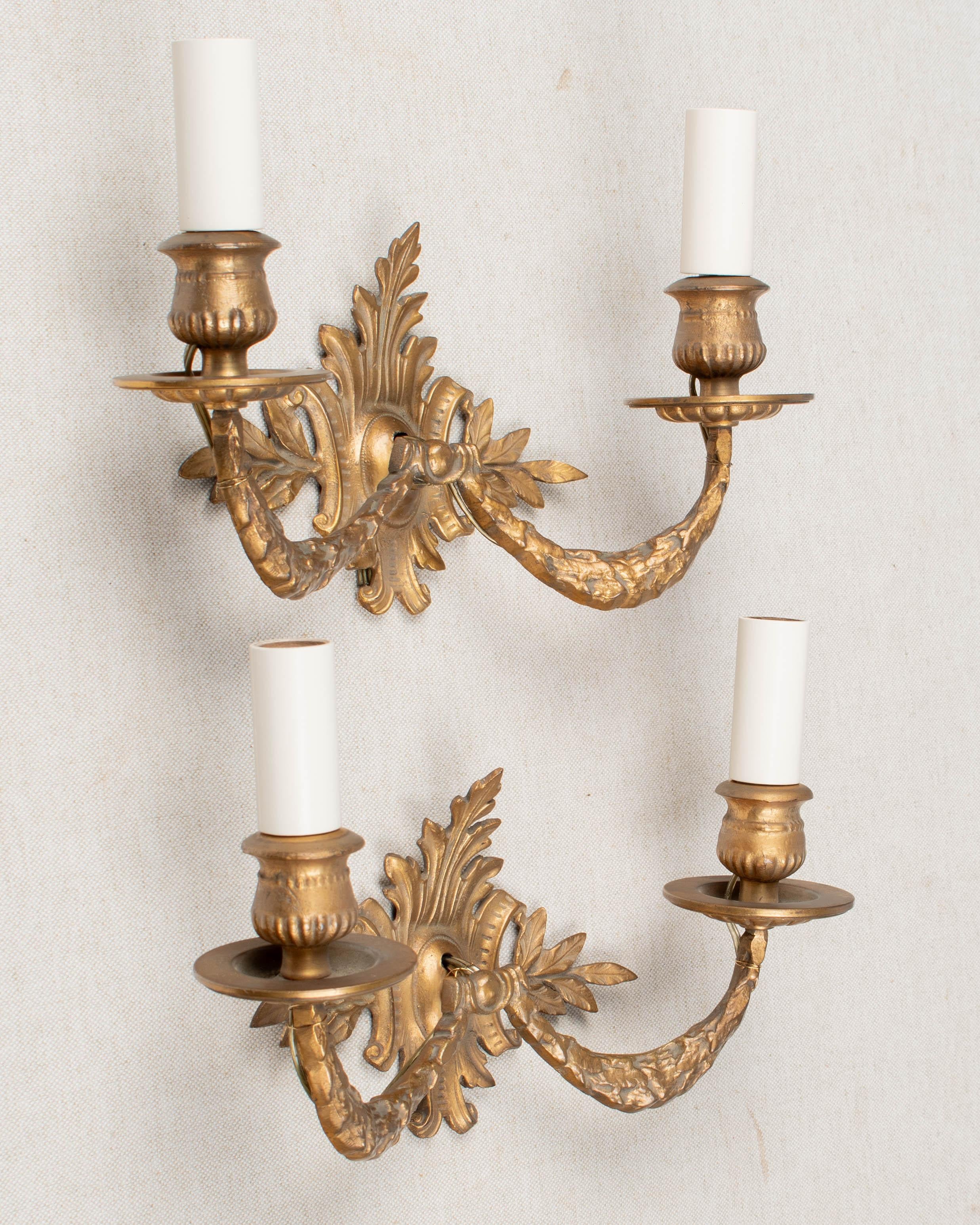 20th Century Pair of Louis XV Style French Bronze Sconces For Sale