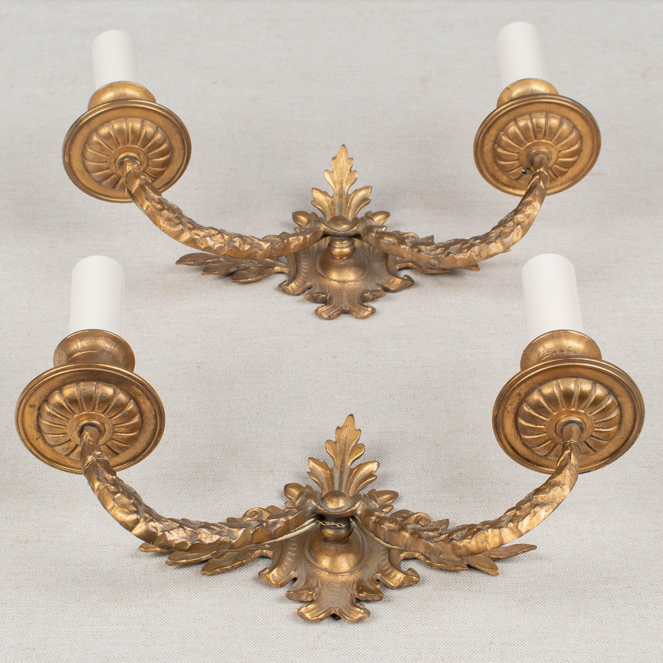 Pair of Louis XV Style French Bronze Sconces For Sale 1