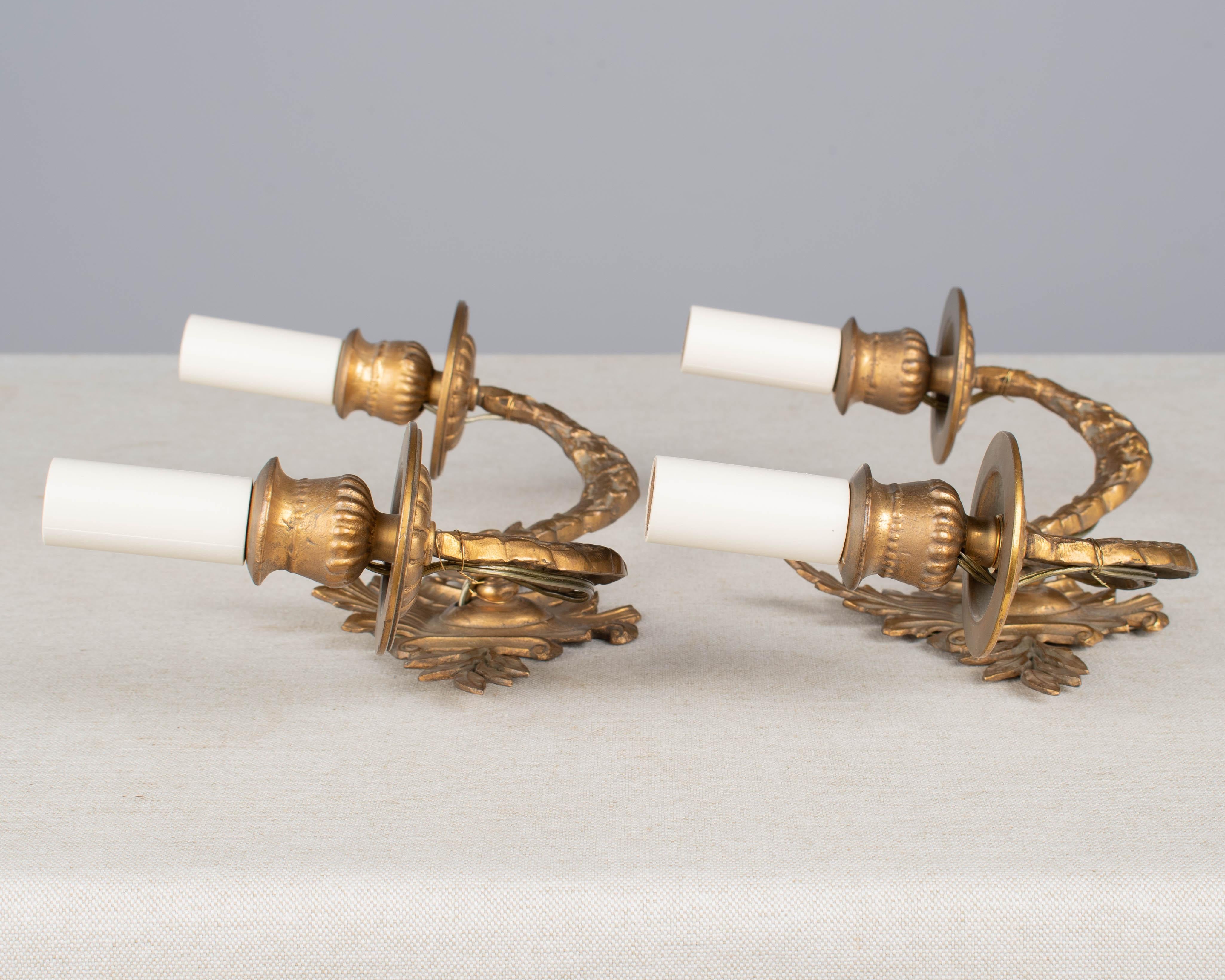 Pair of Louis XV Style French Bronze Sconces For Sale 2