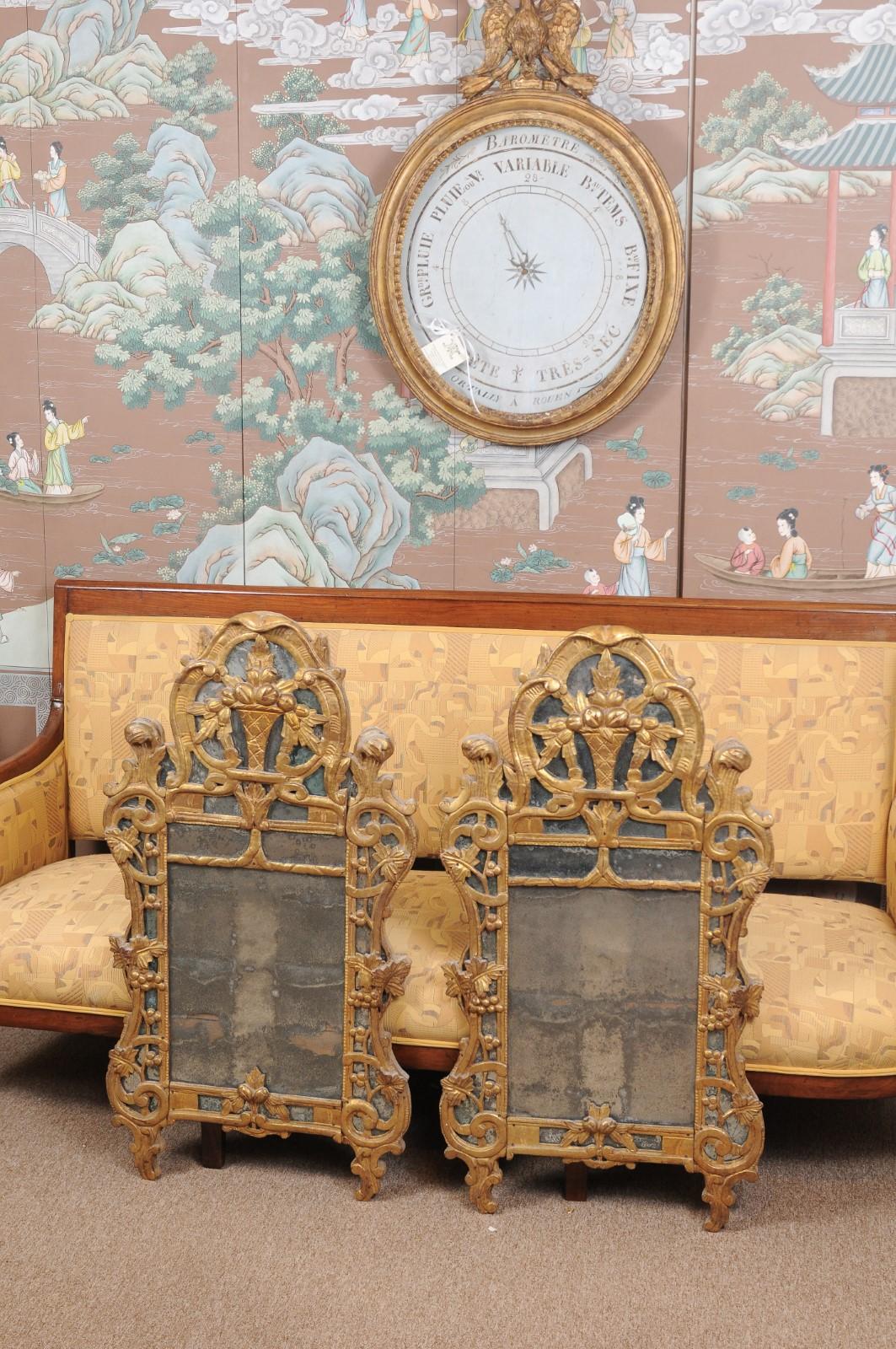 Pair of Louis XV Style French Giltwood Mirrors In Good Condition In Atlanta, GA