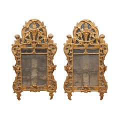 Pair of Louis XV Style French Giltwood Mirrors
