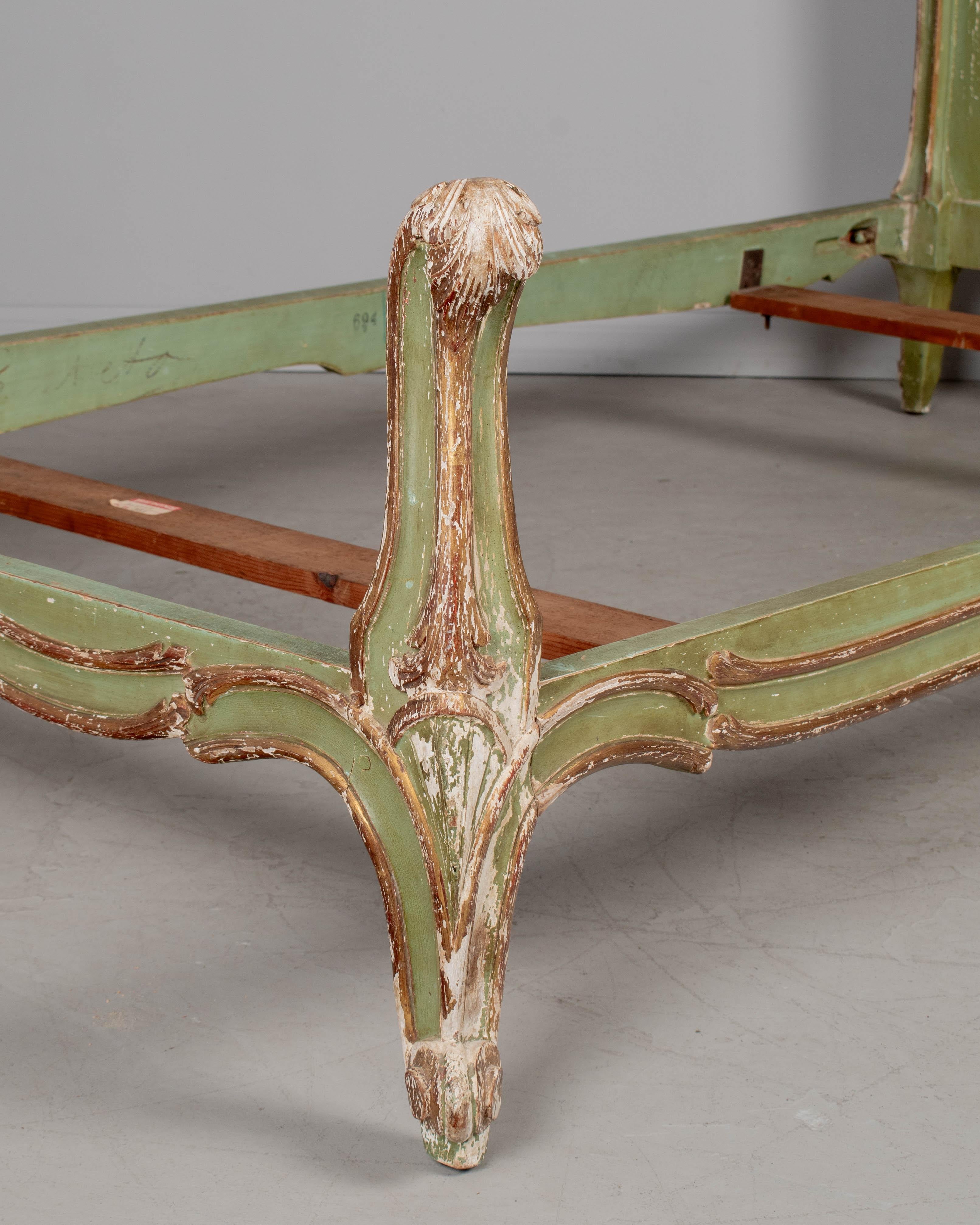 Pair of Louis XV Style French Painted Bed Frames For Sale 11