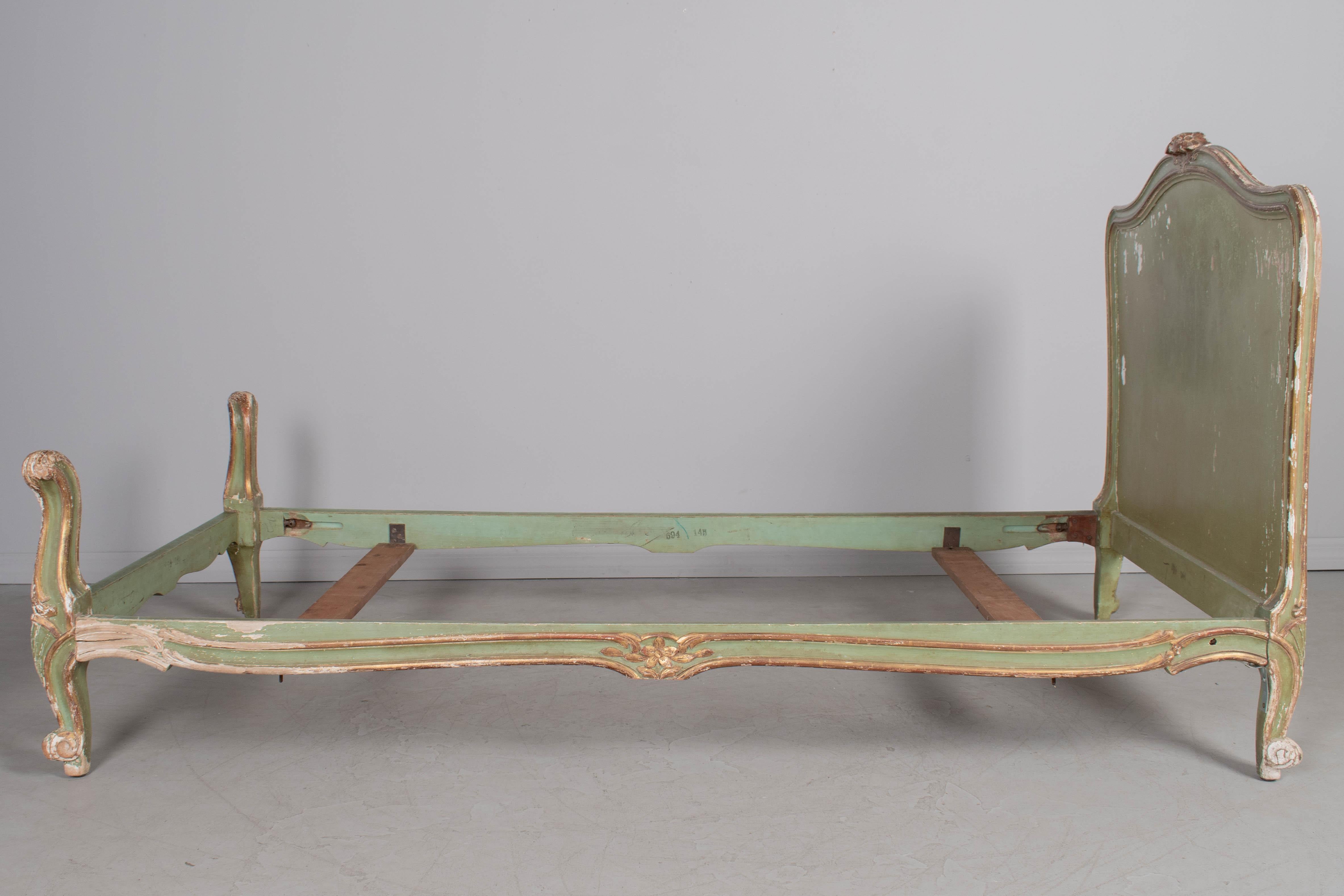 Beech Pair of Louis XV Style French Painted Bed Frames For Sale