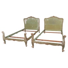 Pair of Louis XV Style French Painted Bed Frames
