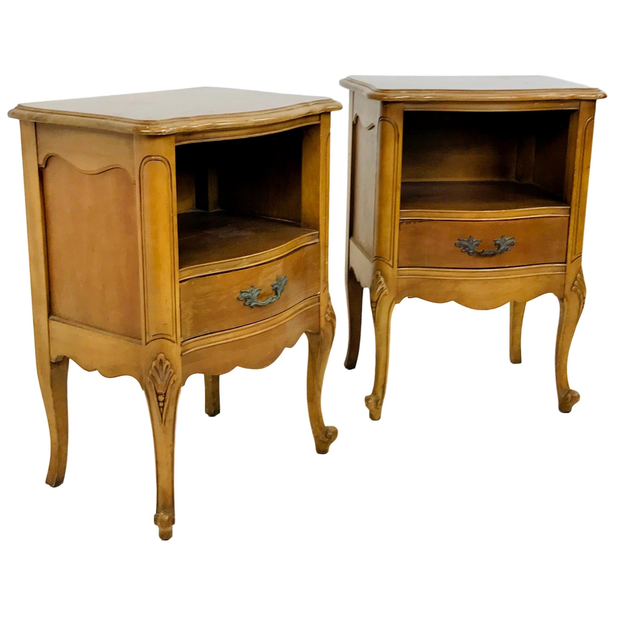 Provincial Bedside Table Vintage French Style Nightstand