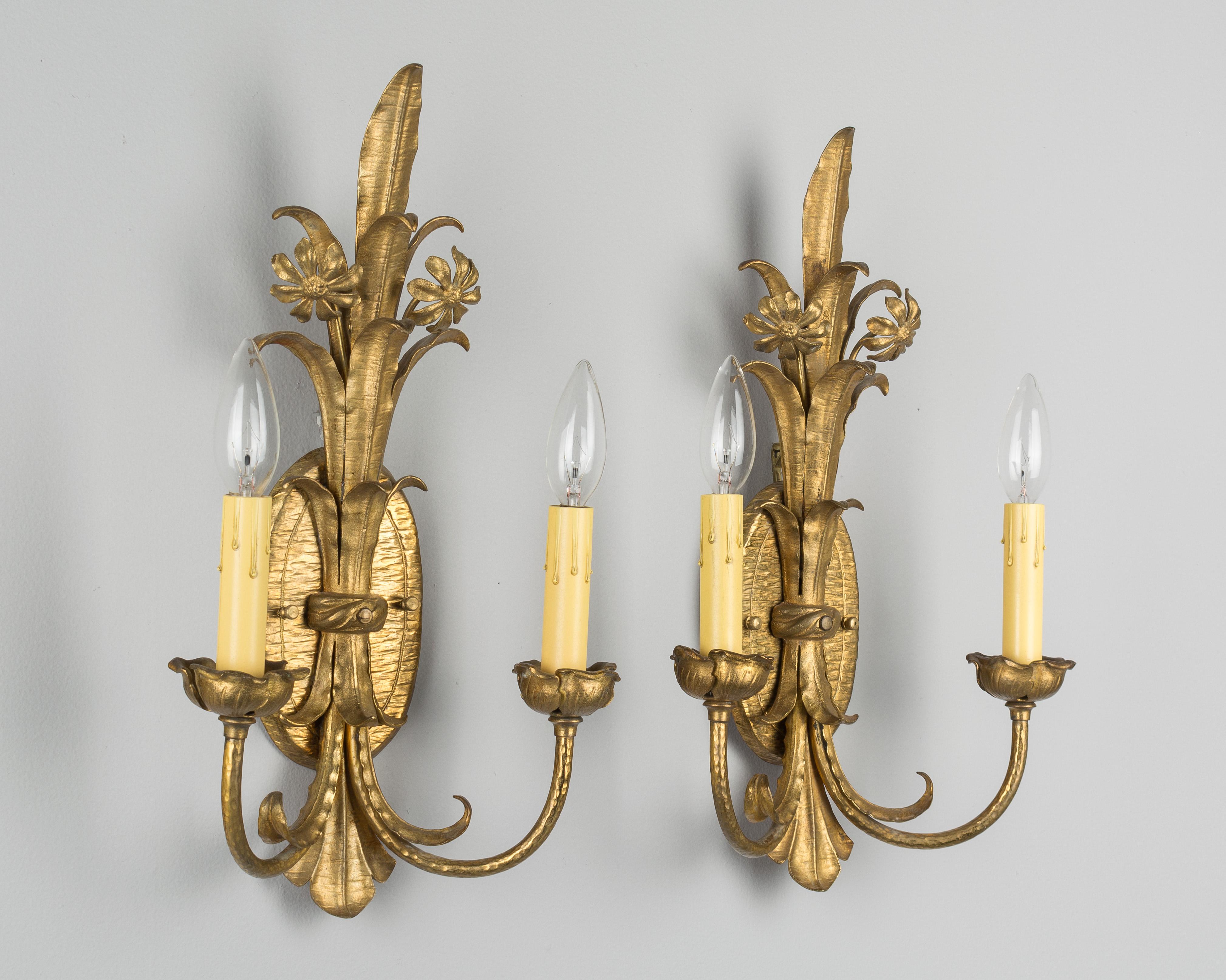 Pair of Louis XV Style French Sconces In Excellent Condition In Winter Park, FL
