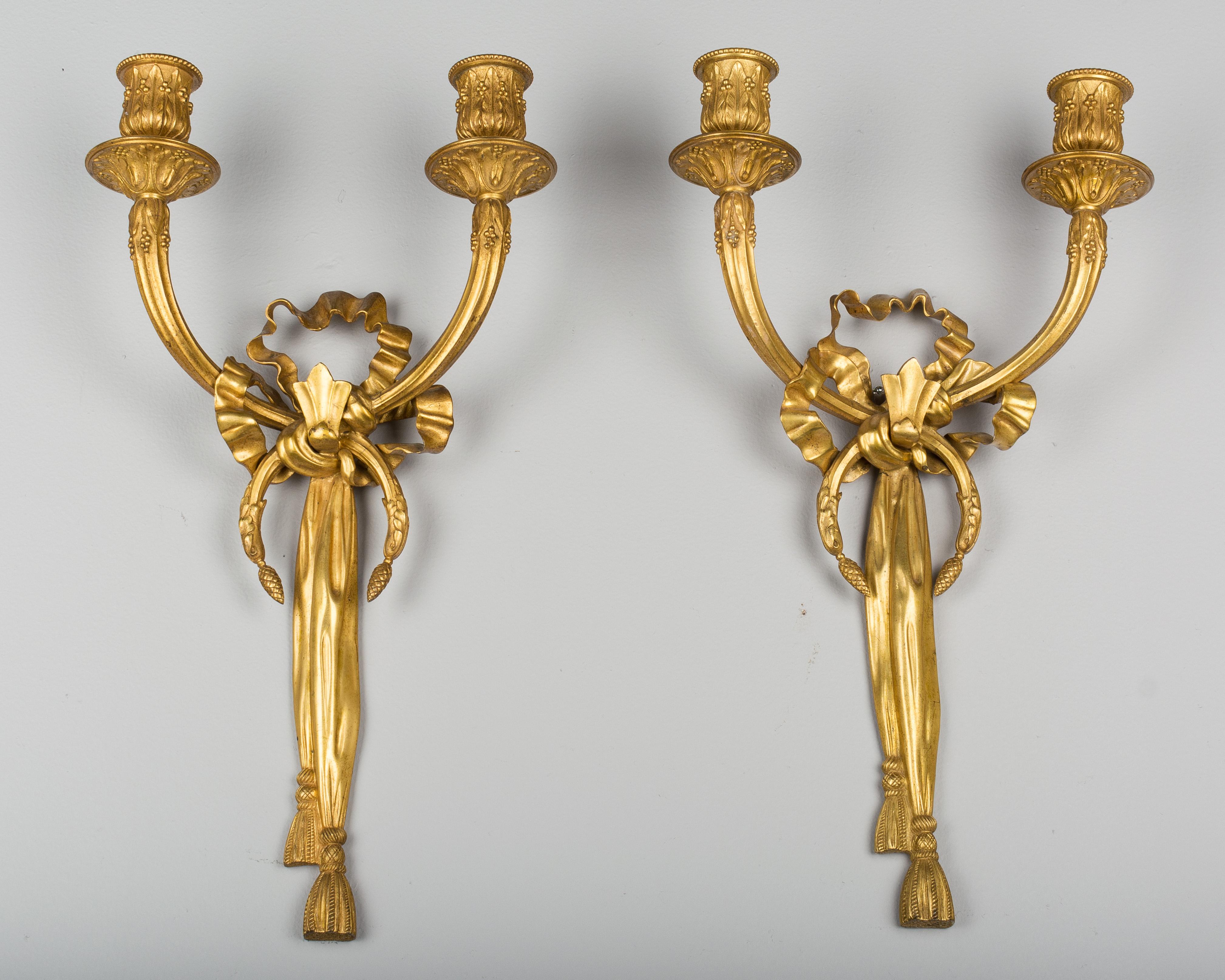 Cast Pair of Louis XV Style French Sconces