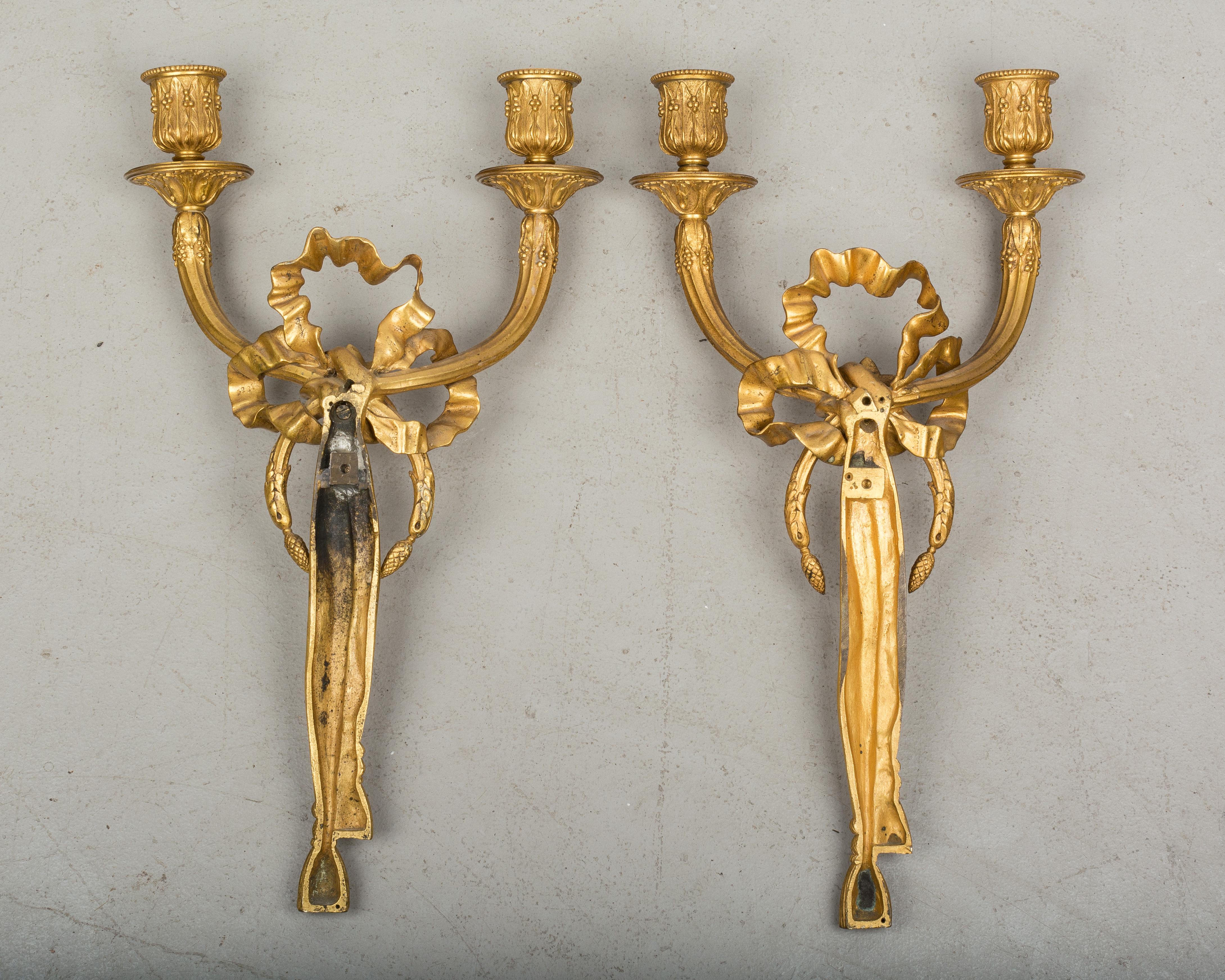 Bronze Pair of Louis XV Style French Sconces