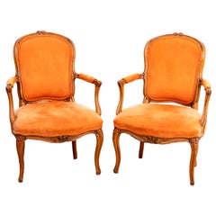 Pair of Louis XV Style Fruitwood Armchairs