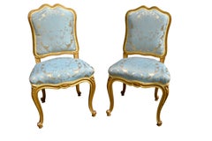 Pair of Louis XV Style Gilded Side Chairs