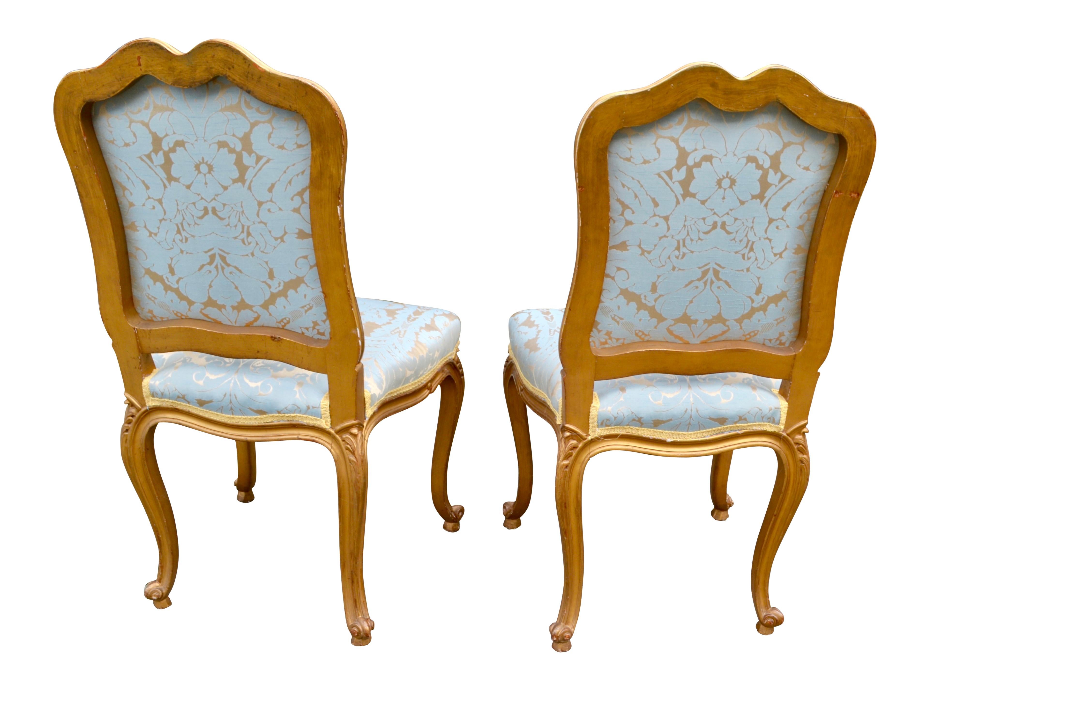 Pair of Louis XV Style Gilded Side Chairs In Good Condition For Sale In Vancouver, British Columbia