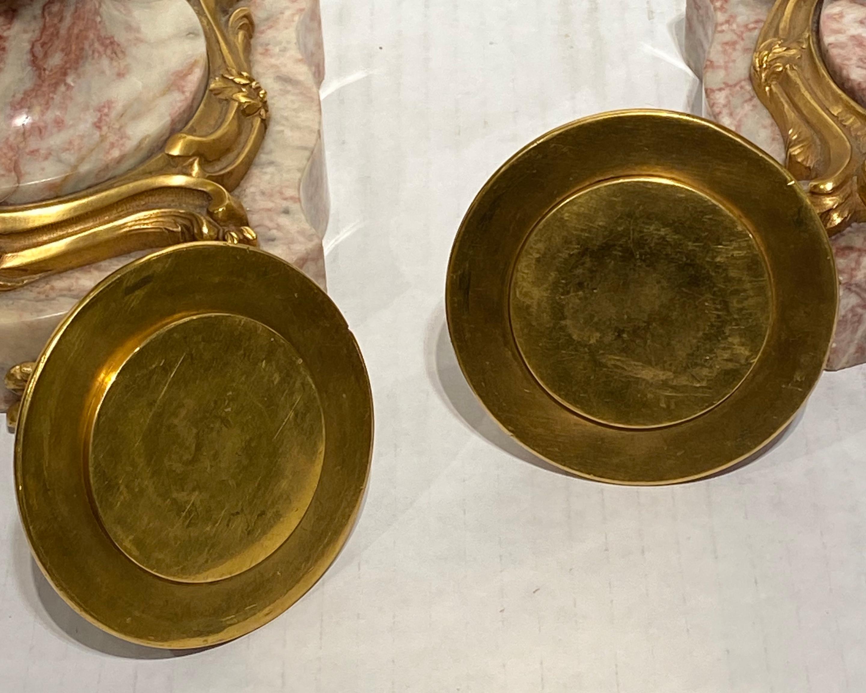 Pair of Louis XV Style Gilt Bronze and Marble Urns 2