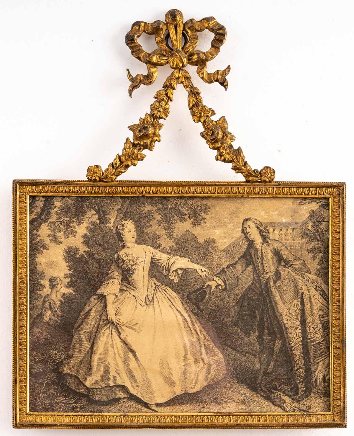Pair of Louis XV style gilt bronze frames, 19th century.
Measures: H: 19.5 cm, W: 15 cm, D: 1.5 cm.
