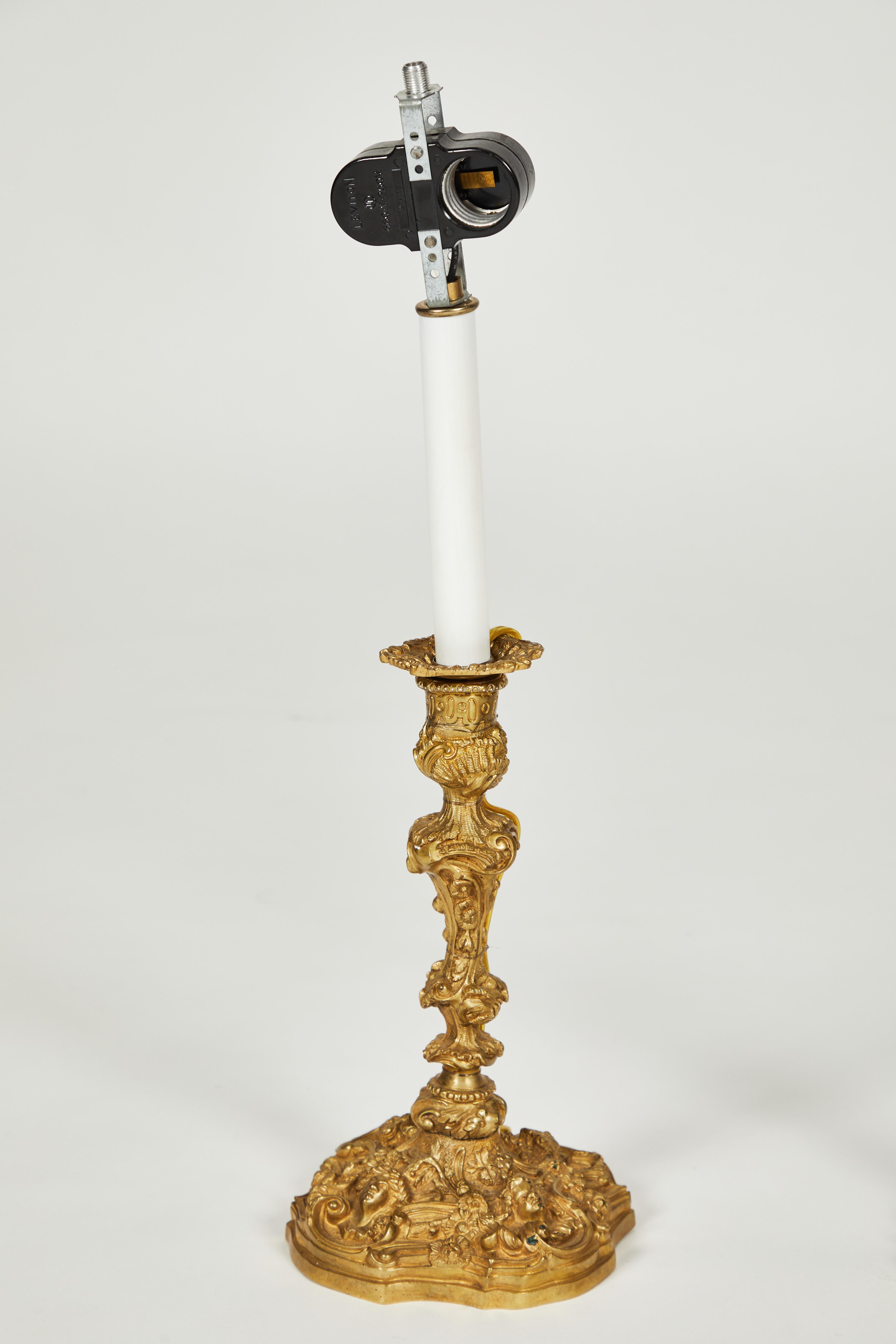 European Pair of Louis XV Style Gilt Bronze Lamps