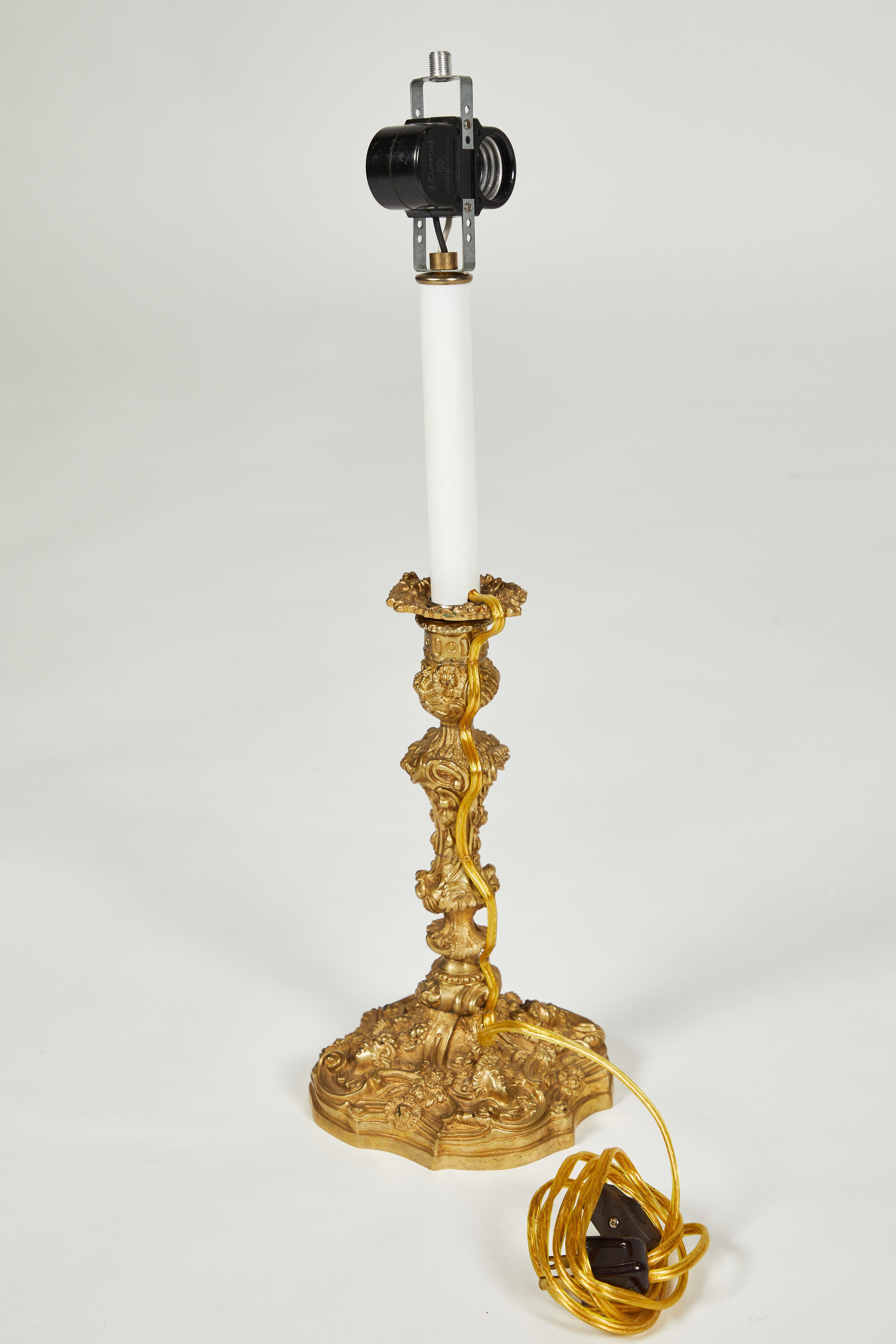 Pair of Louis XV Style Gilt Bronze Lamps 3