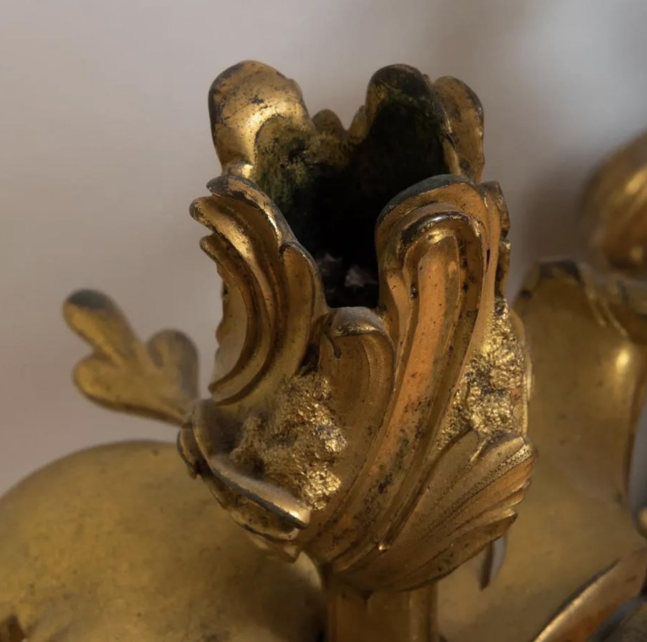 XIXe siècle Paire d'appliques rocheuses de style Louis XV montées sur bronze doré en vente