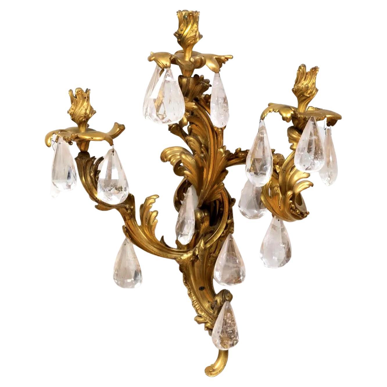 Pair of Louis XV Style Gilt-Bronze-Mounted Rock Sconces