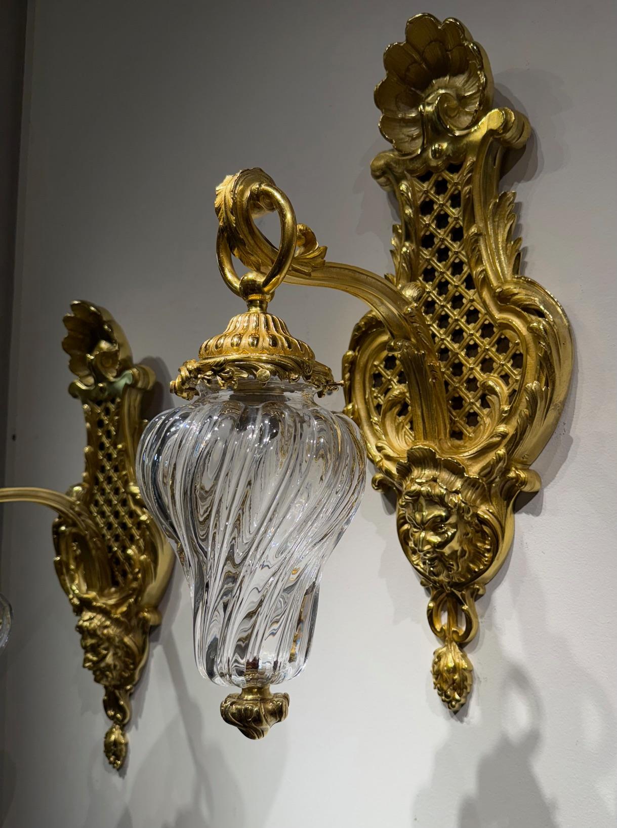 Pair Of Louis XV Style Gilt Bronze Sconces For Sale 2