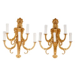 Pair of Louis XV Style Gilt-Bronze Wall Lights by Barbedienne