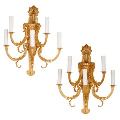 Pair of Louis XV Style Gilt-Bronze Wall Lights by Barbedienne