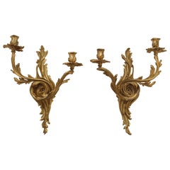 Pair of Louis XV Style Gilt Bronze Wall Lights