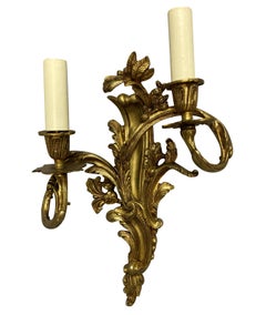 Pair Of Louis XV Style Gilt Bronze Wall Sconces
