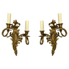 Paar Wandleuchter aus vergoldeter Bronze im Louis XV-Stil