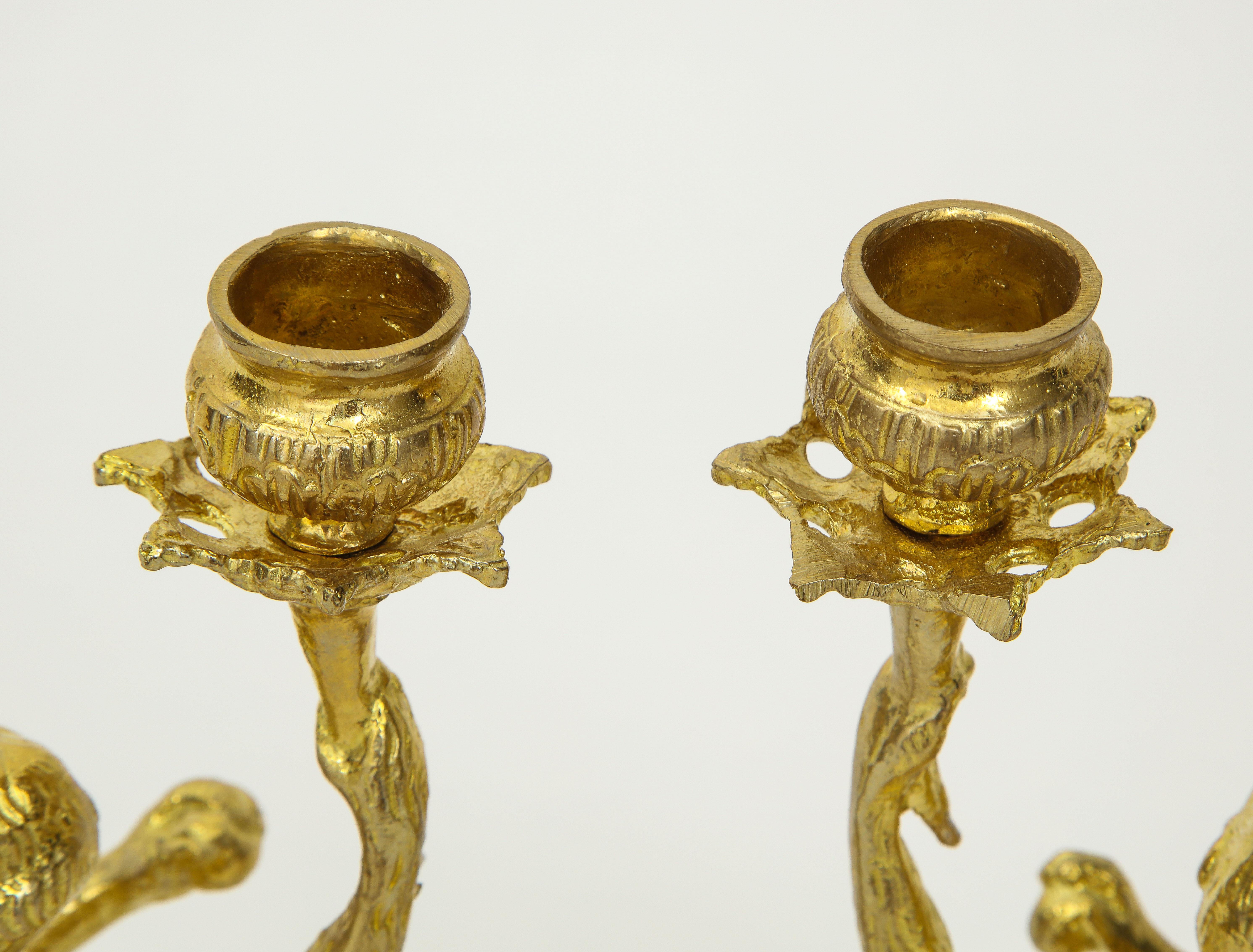 Pair of Louis XV Style Gilt Metal Monkey Candleholders 1