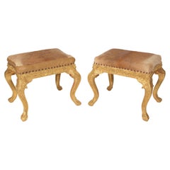 Vintage Pair of Louis XV Style Gilt Wood Benches