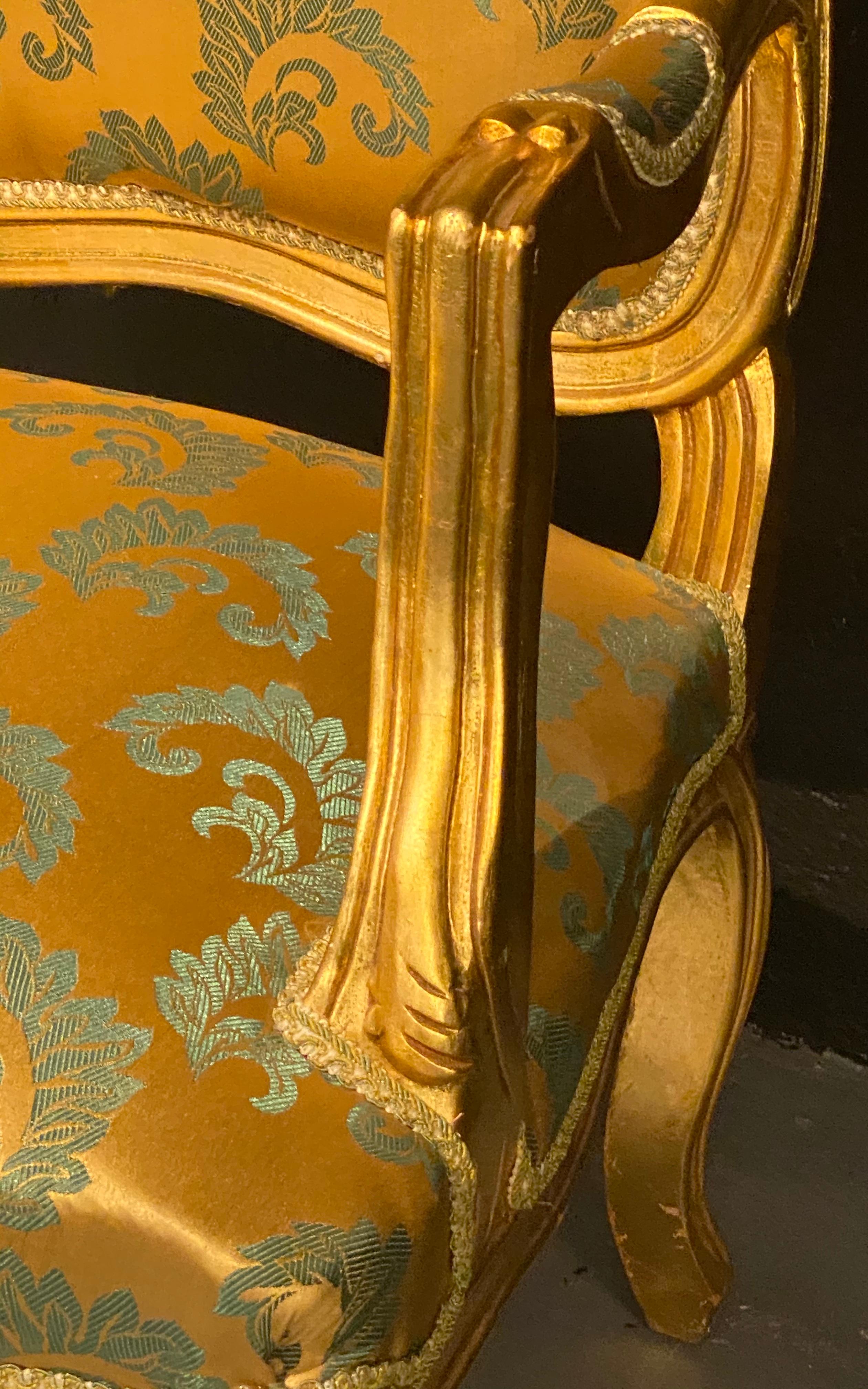Pair of Louis XV Style Giltwood Fauteuils or Armchairs 6