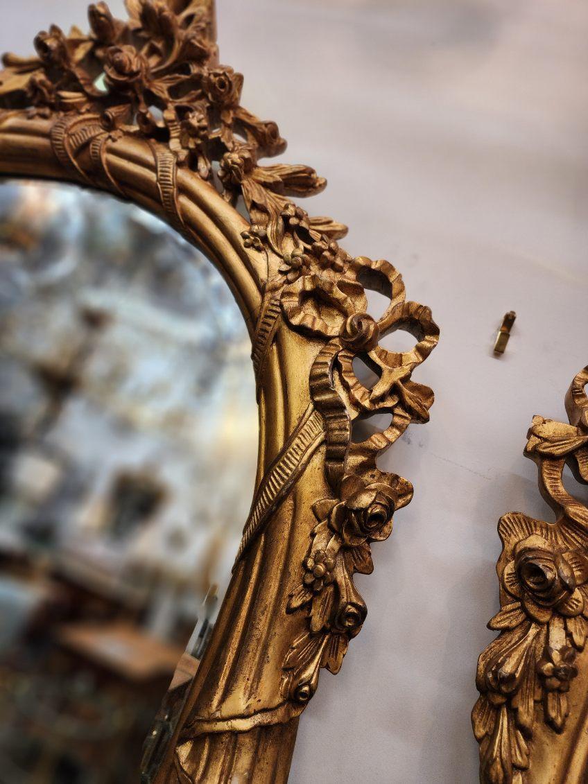 Pair of Louis XV-Style Gilt wood Mirrors  For Sale 1