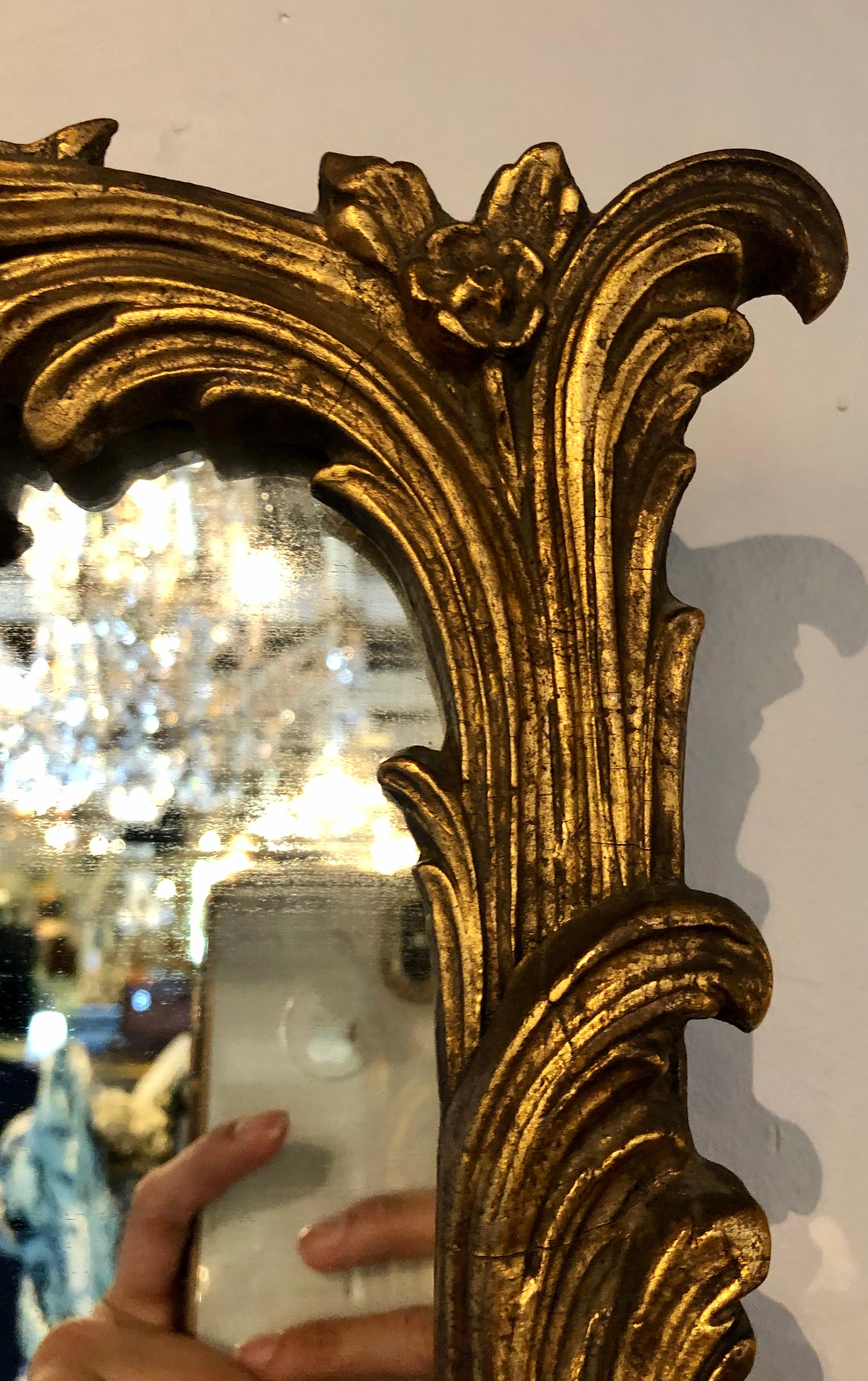 Pair of Louis XV Style Giltwood Wall or Console Mirrors, Italian 7